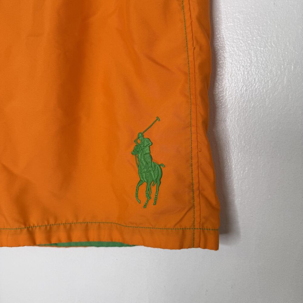 Polo Ralph Lauren Big Pony Swim Shorts Boys XL 18-20 Orange Mesh Drawstring Logo